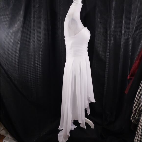 NWT! STUNNING PURE WHITE CHIFFON STRAPLESS GOWN! WEDDING, PROM! SZ XS - Picture 6 of 13